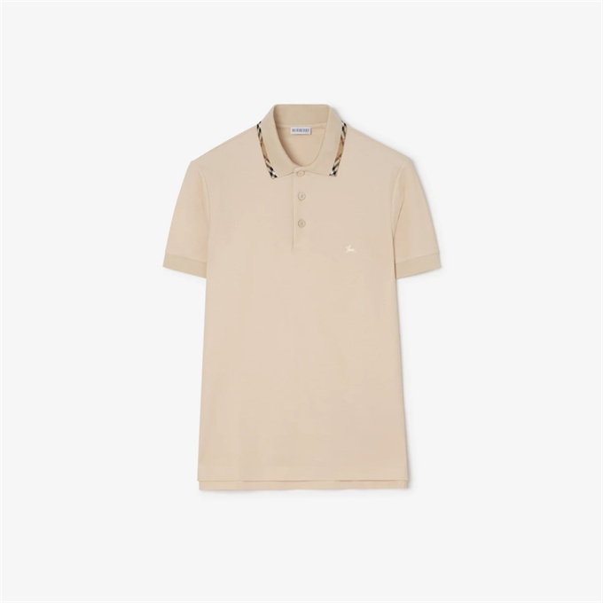 burberry check collar ekd embroidery cotton pique polo shirt